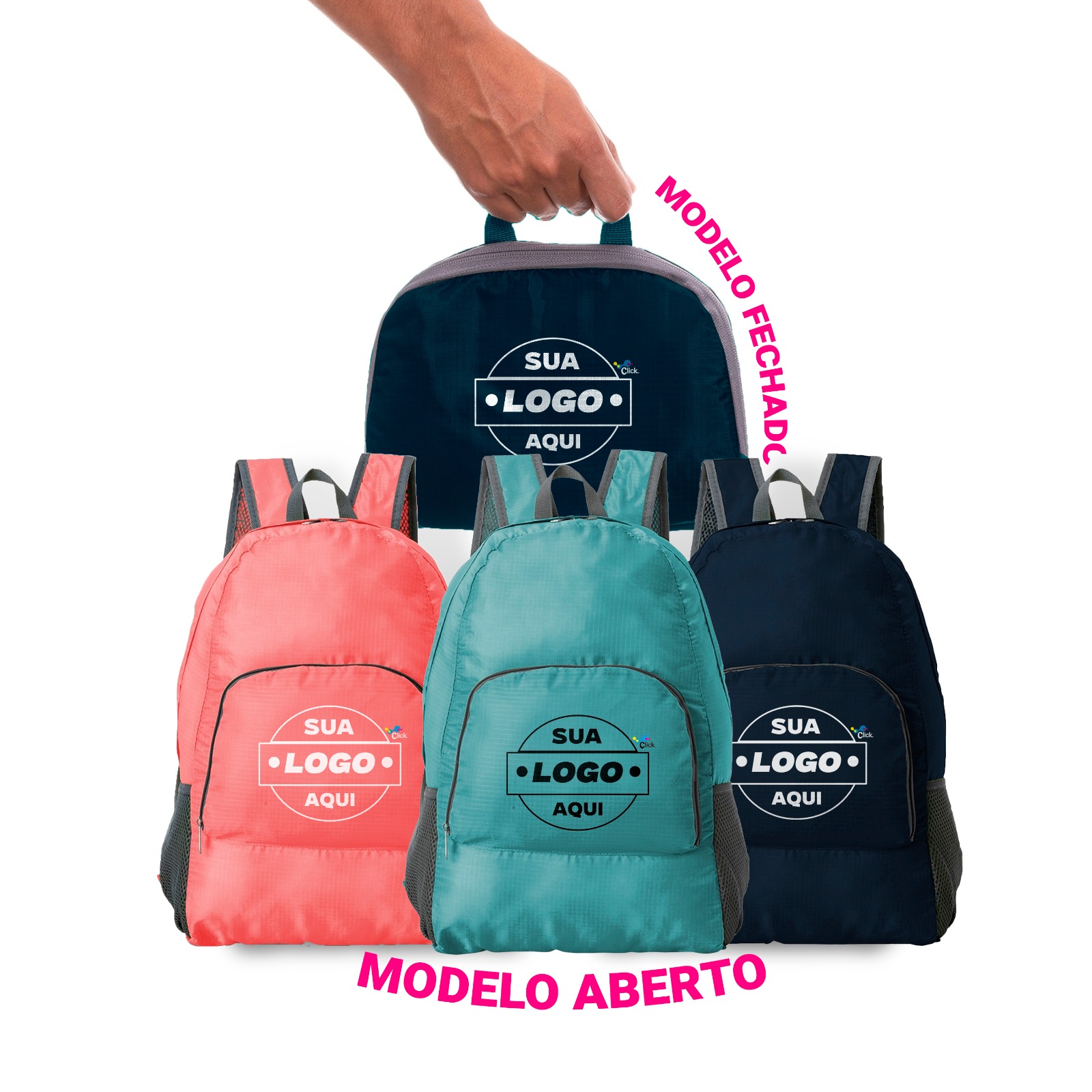 Mochila dobrável de 21 litros confeccionada em nylon impermeável. Compacta e com abertura prática, possui compartimento principal com pequeno bolso interno, bolsos laterais em malha e bolso frontal – compartimento responsável por acomodar a mochila. Para armazenar a mochila no compartimento basta virar o bolso frontal do avesso e dobrar o tecido para melhor acomodação do material. O modo compacto possui uma alça em nylon para transporte, a mochila dispõe de alça de mão em nylon e alças ajustáveis para as costas com revestimento espumado.

Altura :  42 cm

Largura :  28 cm

Profundidade :  18 cm

Medidas aproximadas para gravação (CxL):  15 cm x 21 cm
